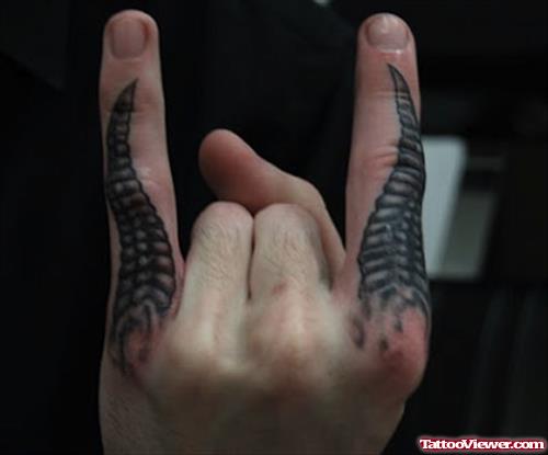 Devil Horns Tattoos On Fingers