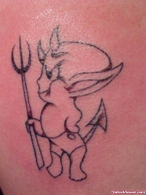 Cute Devil Outline Tattoo Design