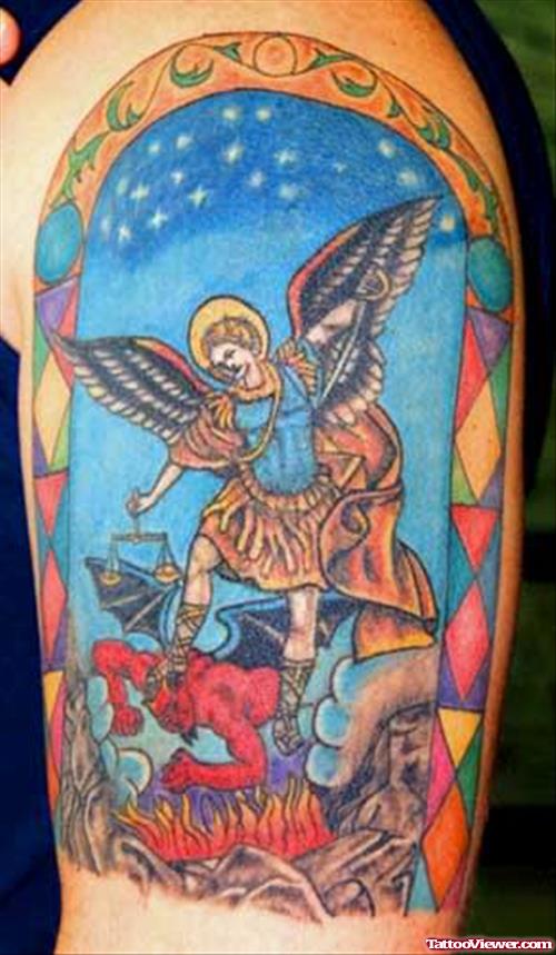 Color Ink Angel Beat Devil Tattoo Design