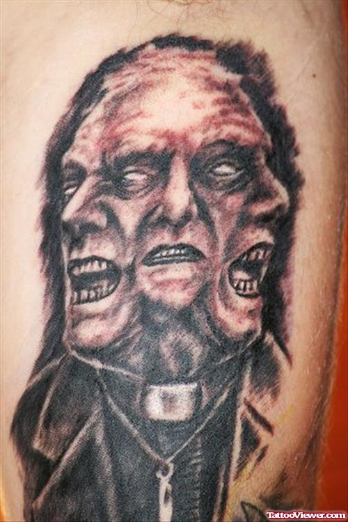Awesome Devil Man Head Tattoo