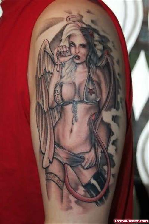 Angel Devil Girl Tattoo Design