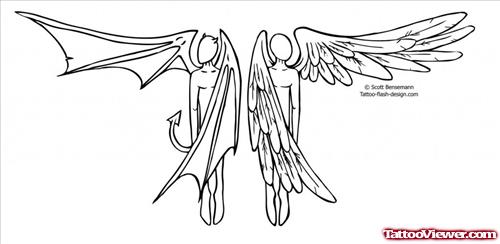 Angel And Devil Tattoo Design