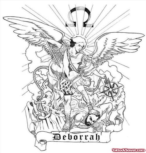 Angel And Devil Fight Tattoo Design