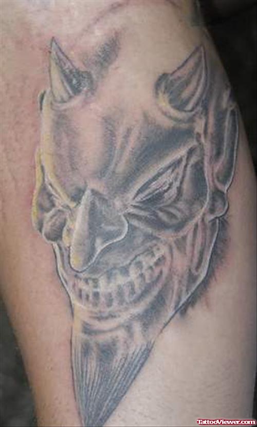 Best Grey Ink Devil Tattoo