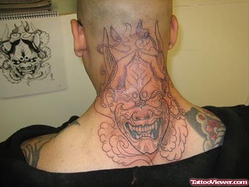 Back Neck Devil Tattoo
