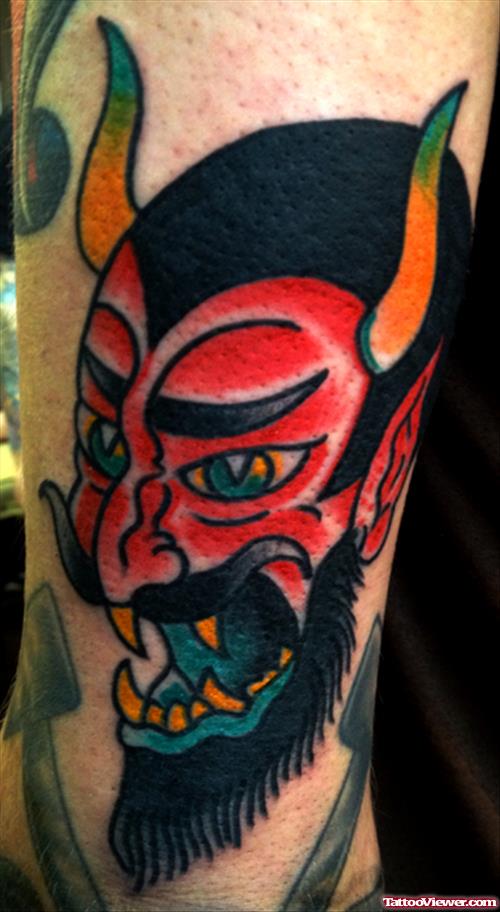 Awesome Colored Devil Tattoo