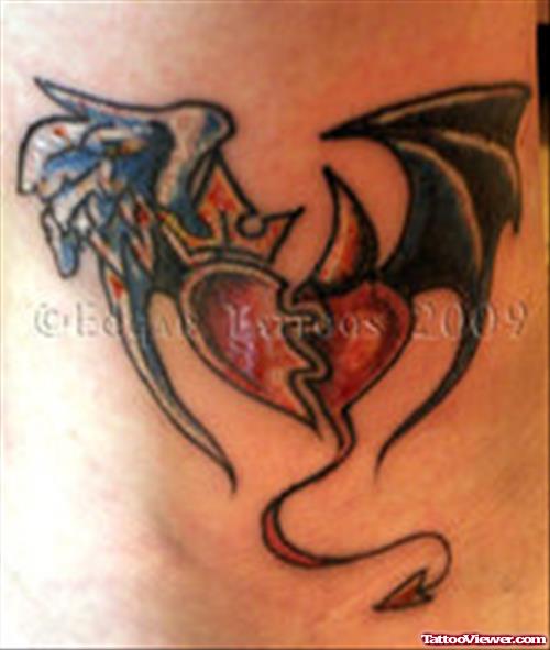 Angel Devil Heart Tattoo Design