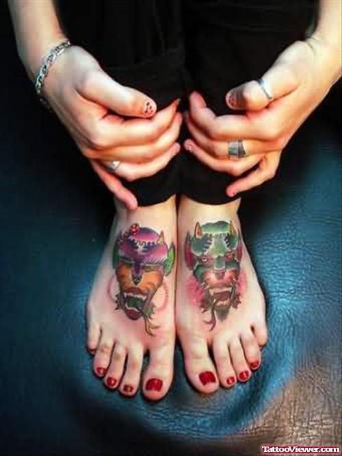 Demon Devil Tattoo on Feet