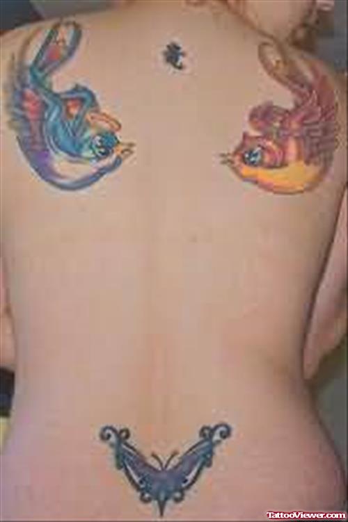 Devil Birds Tattoo On Back