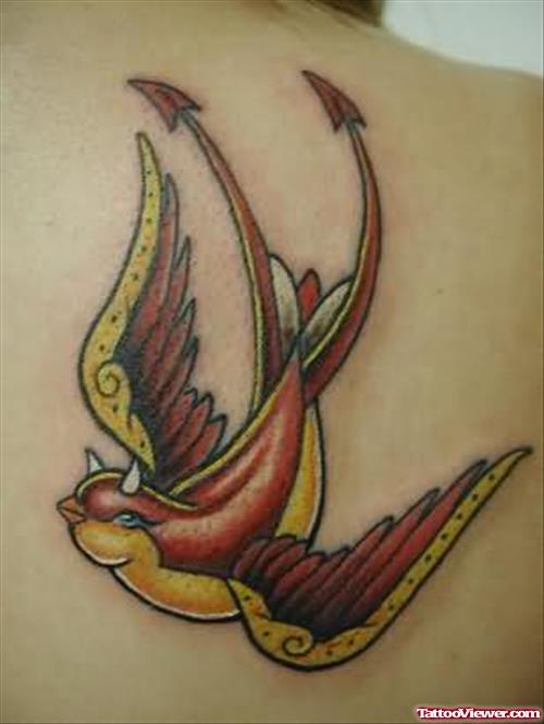 Devil Bird Tattoo On Back