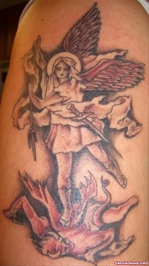 Killing Devil Tattoo On Shoulder
