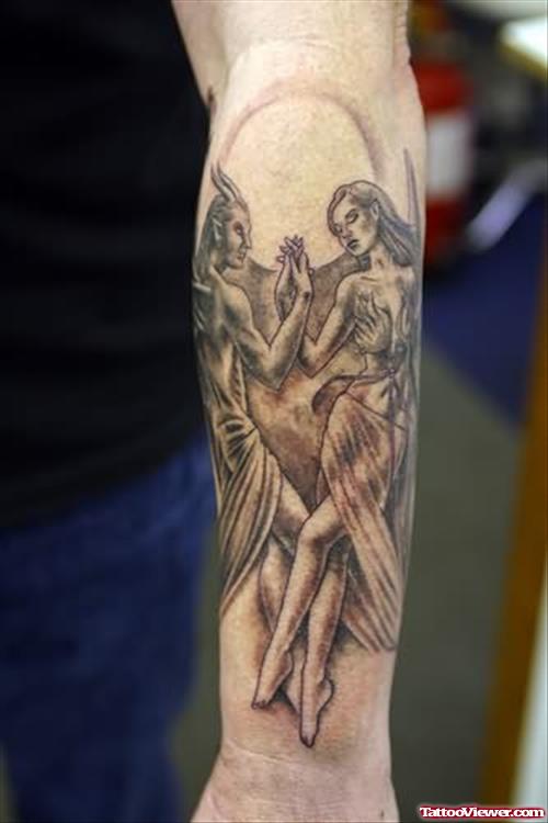 Devil Love Tattoo On Arm