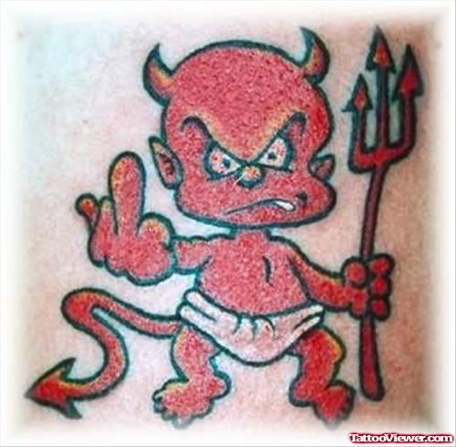 Angry Devil Baby Tattoo