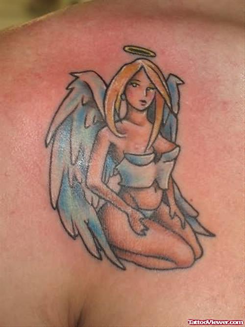 Angel Firl Siitting Tattoo
