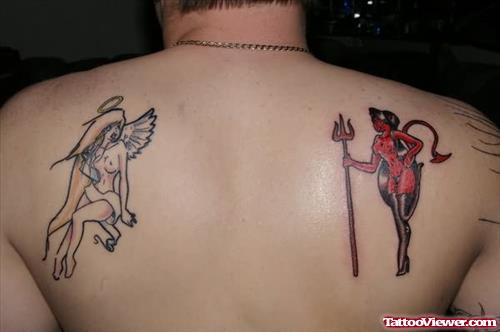Angel And Devil Fight Tattoo