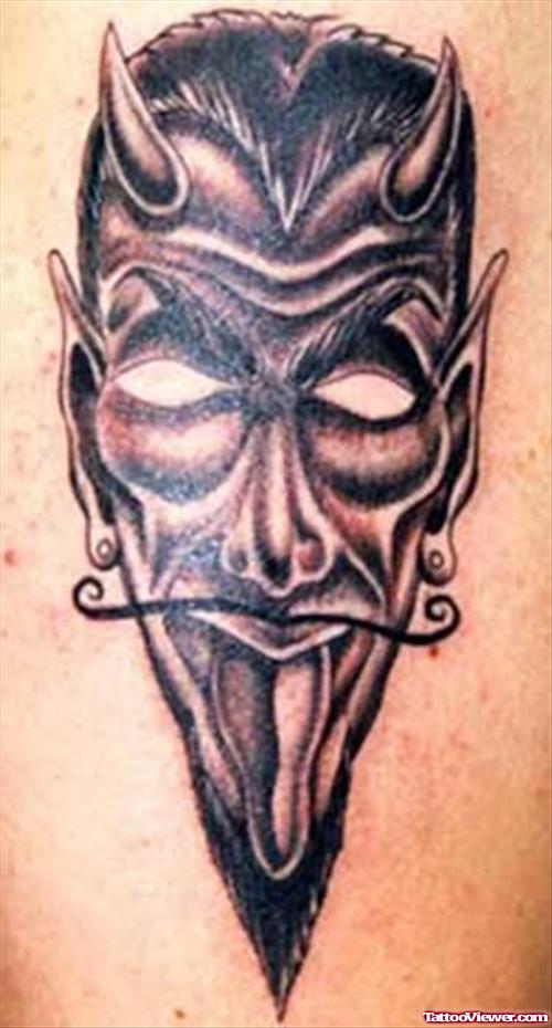 Devil Funny Face Tattoo