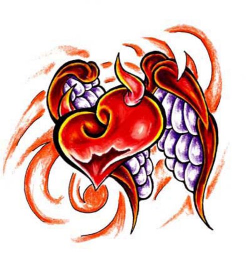 Awesome Devil Heart Tattoo Design