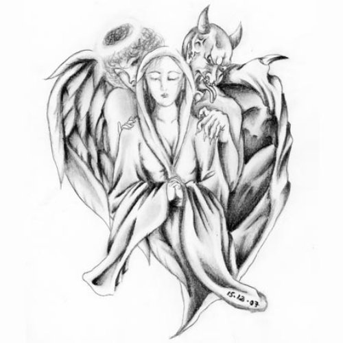 Angel Devil Tattoo Drawing