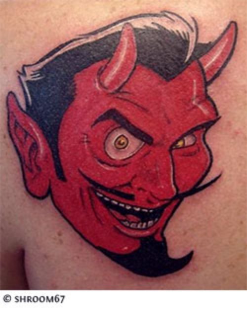 Wonderful Devil Face Tattoo Design