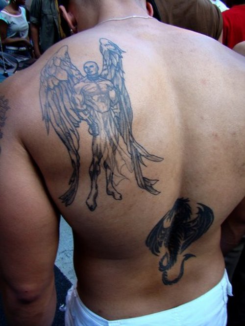 Angel n Devil Tattoo On Back