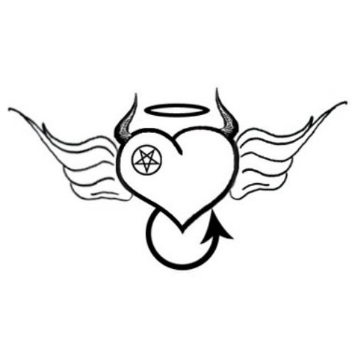 Angel Devil Heart Tattoo Sample
