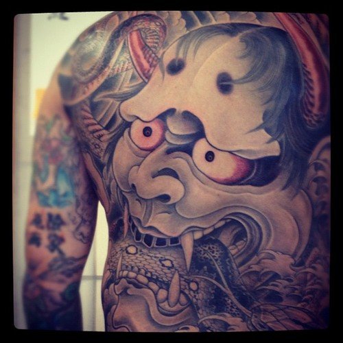 Beautiful Full Back Asian Devil Tattoo Design