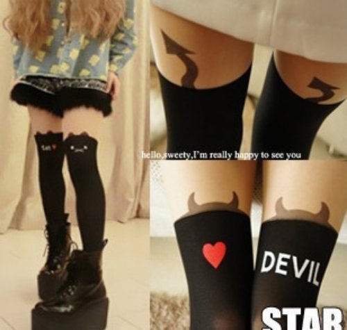 Devil Horns And Tail Tattoos On Girl Both Thigh