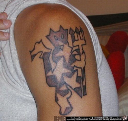 Manchester United Devil Tattoo On Shoulder