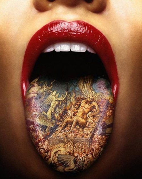 Devil Tattoos On Girl Tongue