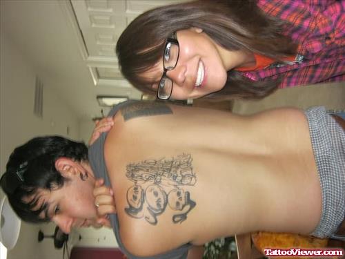 Stylish Dia De Los Muertos Tattoo On Back