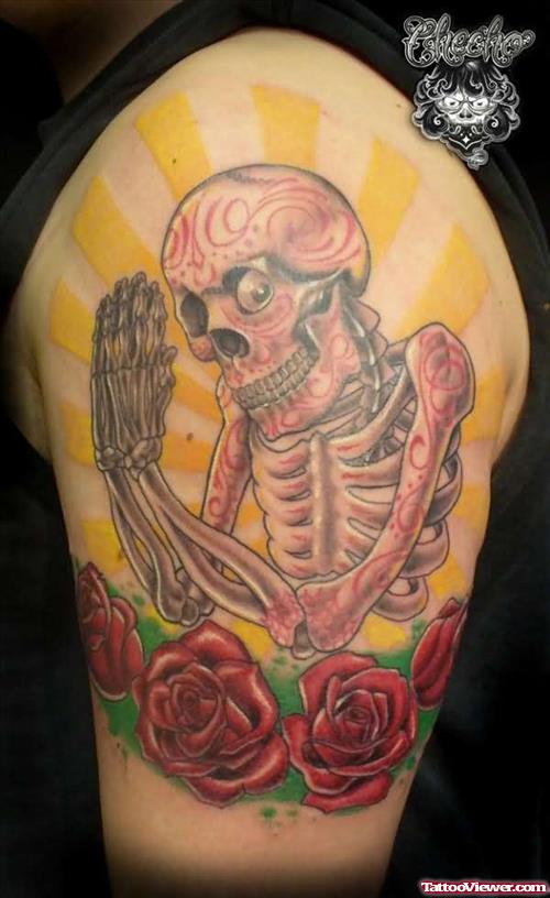 New Style Dia De Los Muertos Skeleton Tattoo