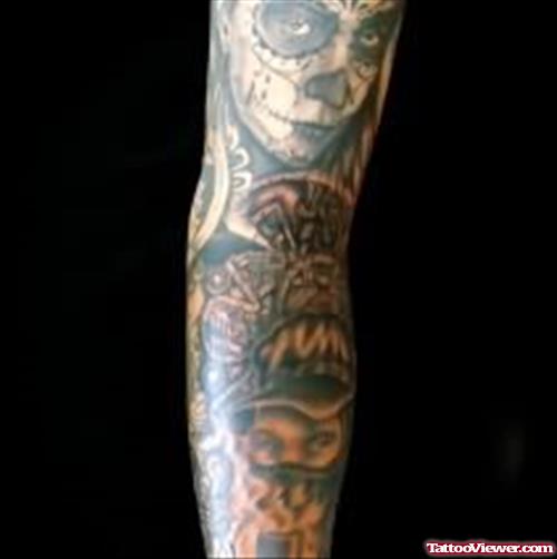 Dia De Los Muertos Sleeve Tattoo