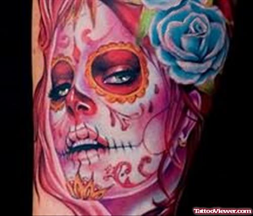 Beautiful Dia De Los Muertos Tattoo On Arm