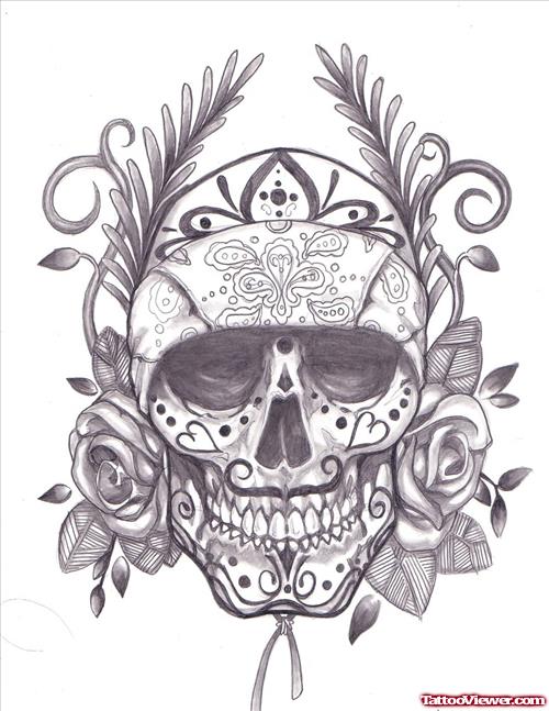 Sugar Skull Dia De Los Muertos Tattoo Smaple