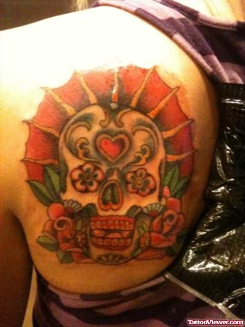 Strange Skull Tattoo On Back