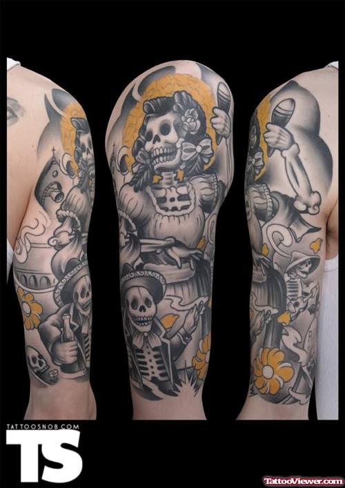 Dia De Los Muertos Tattoos On Shoulders