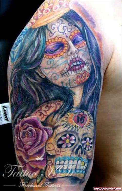 Dia De Los Muertos Tattoo For Shoulder