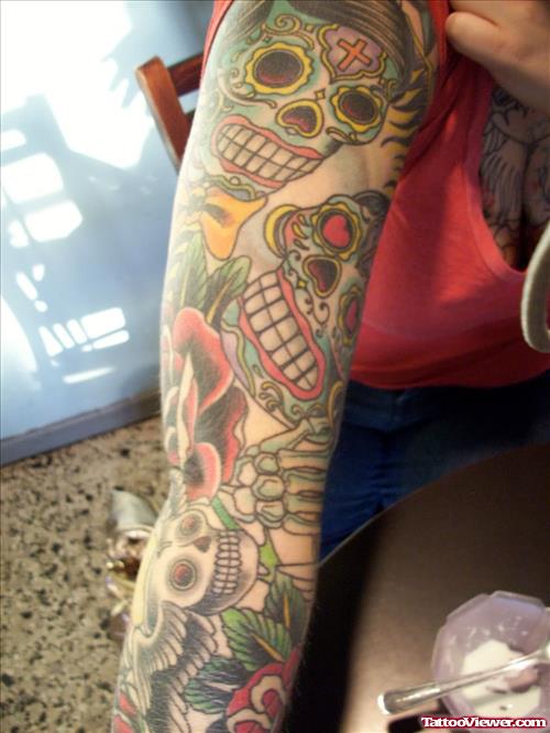 Dia De Los Muertos Skull Tattoo