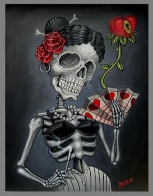 Skeleton With Roses Tattoo design