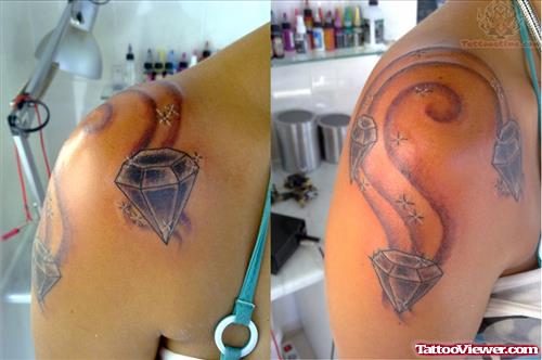 Sparkling Diamond Tattoo On Shoulder