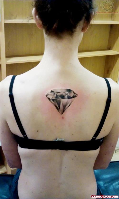Crystal Diamond Tattoo On Girl Back