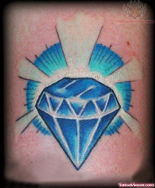 Shining Diamond Blue Ink Tattoo
