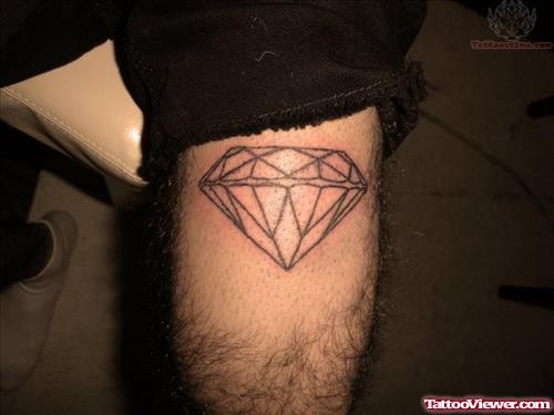 Crystal Diamond Tattoo On Calf