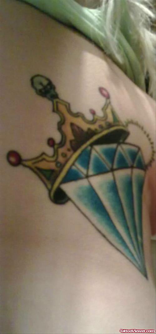 Large Diamond Crown Tattoo