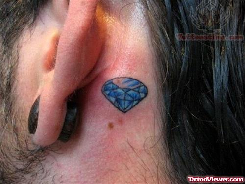 Blue Diamond Tattoo Behind Ear
