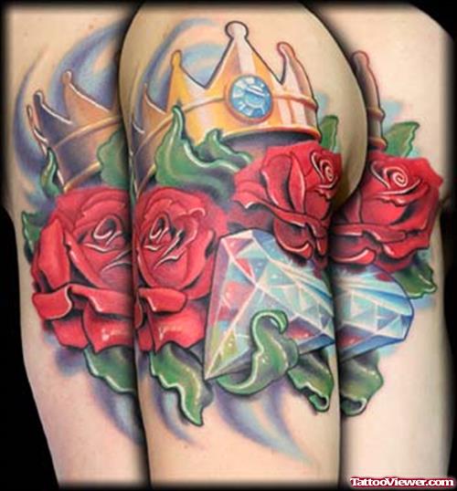 Red Roses And Diamond Tattoo