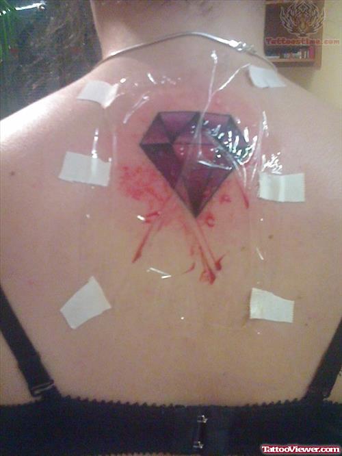 Large Red Diamond Tattoo On Back