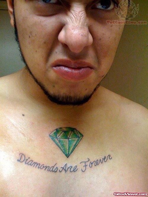 Green Diamond Tattoo On Chest