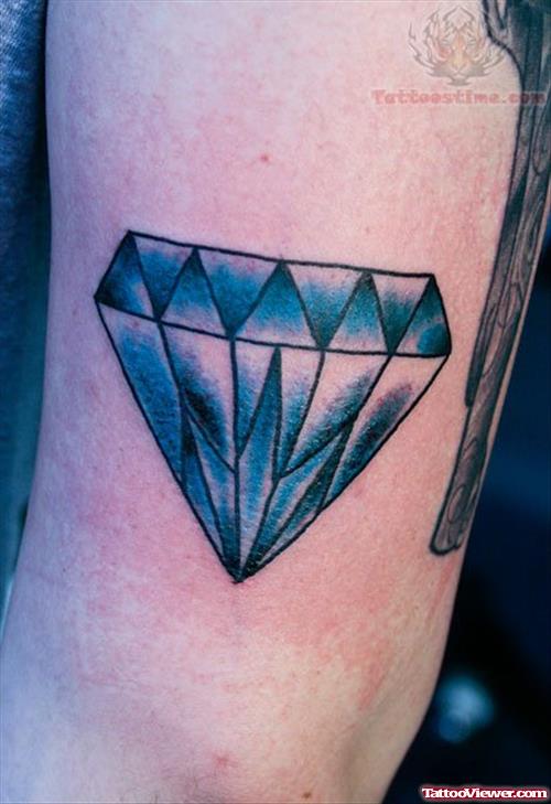 Crystal Blue Diamond Tattoo On Elbow
