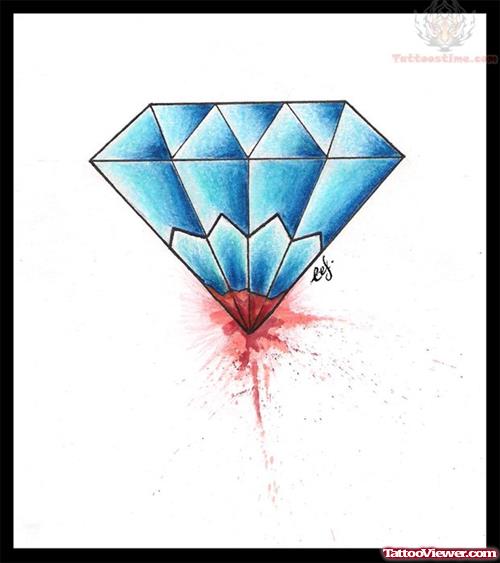 Blood Blue Diamond Tattoo Design